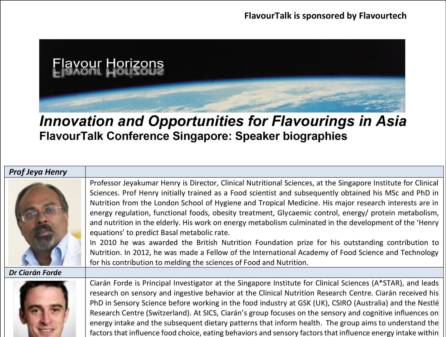 Flavour Talk – Conference Speaker (Dr Tina Tan)