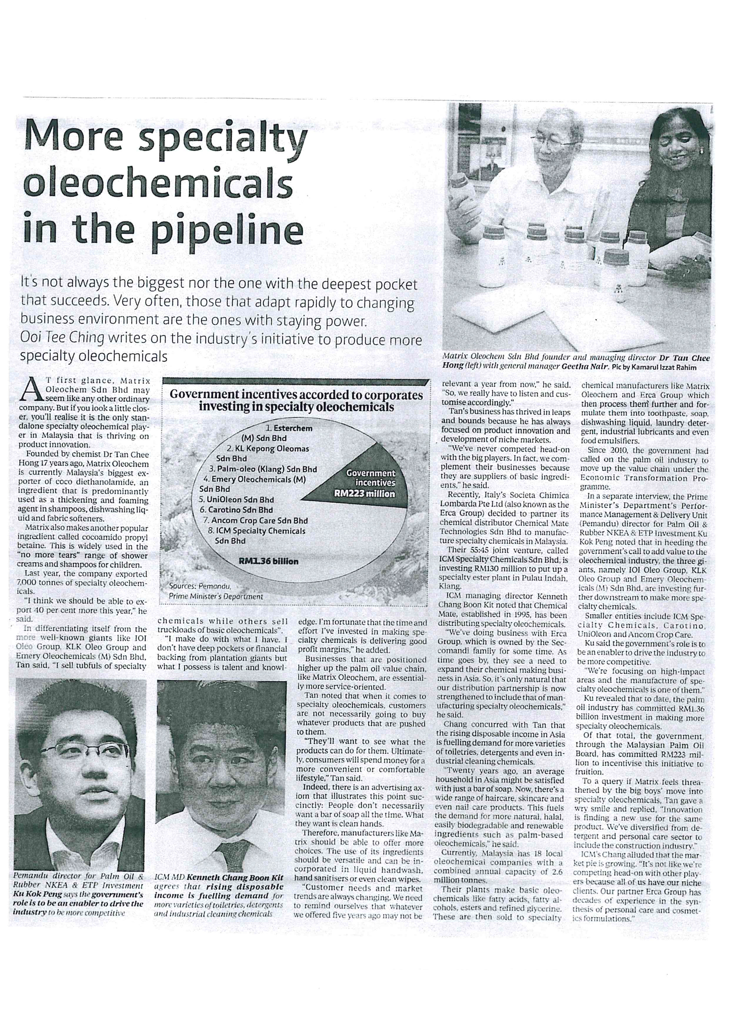 More specialty oleochemicals in the pipeline