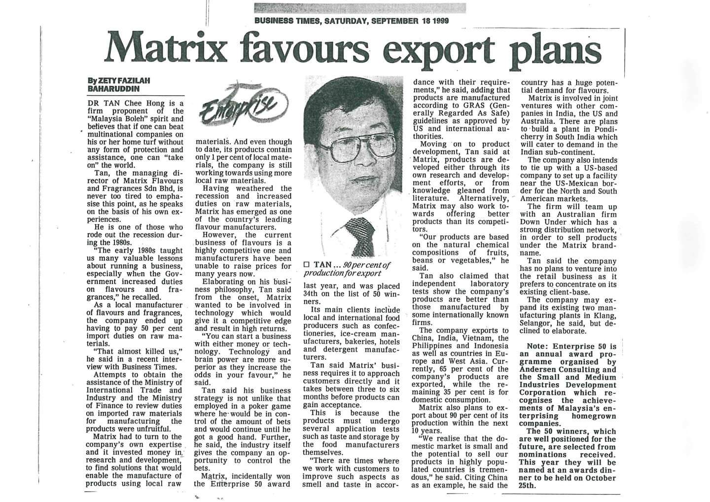 Matrix Flavours export plans